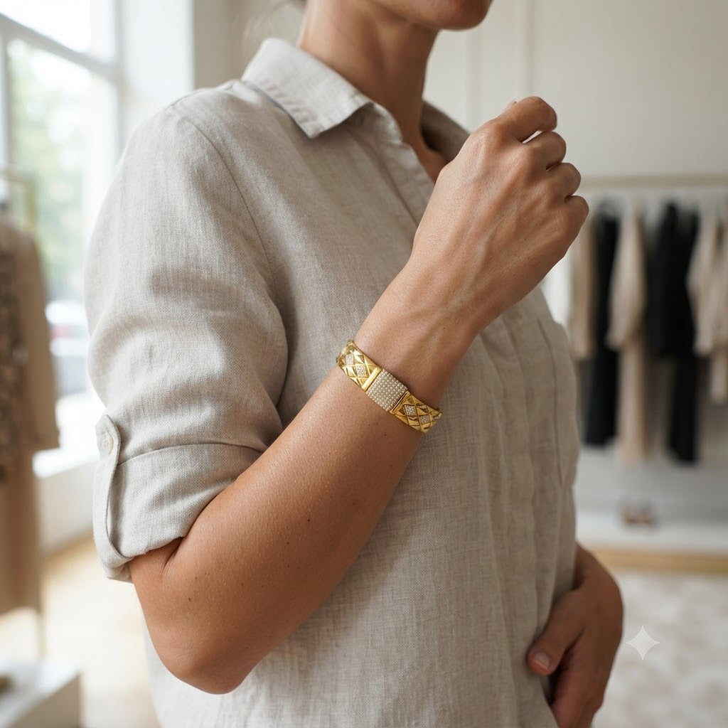 PULSERA GOLD PRESTIGE- LUJOSA, ATEMPORAL Y EXQUISITA CON INCRUSTACIONES DE CIRCONITA