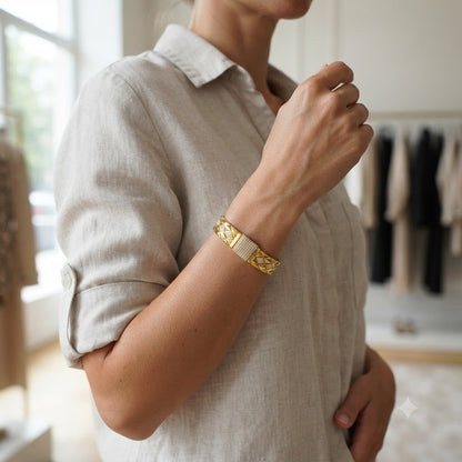 PULSERA GOLD PRESTIGE- LUJOSA, ATEMPORAL Y EXQUISITA CON INCRUSTACIONES DE CIRCONITA
