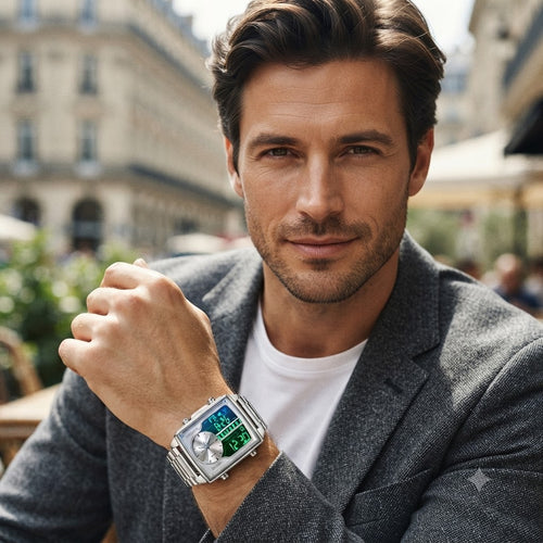 RELOJ MULTIFUNCIONAL CUADRADO-COMBINACION PERFECTA ENTRE , TECNOLOGIA Y Y PRECISION