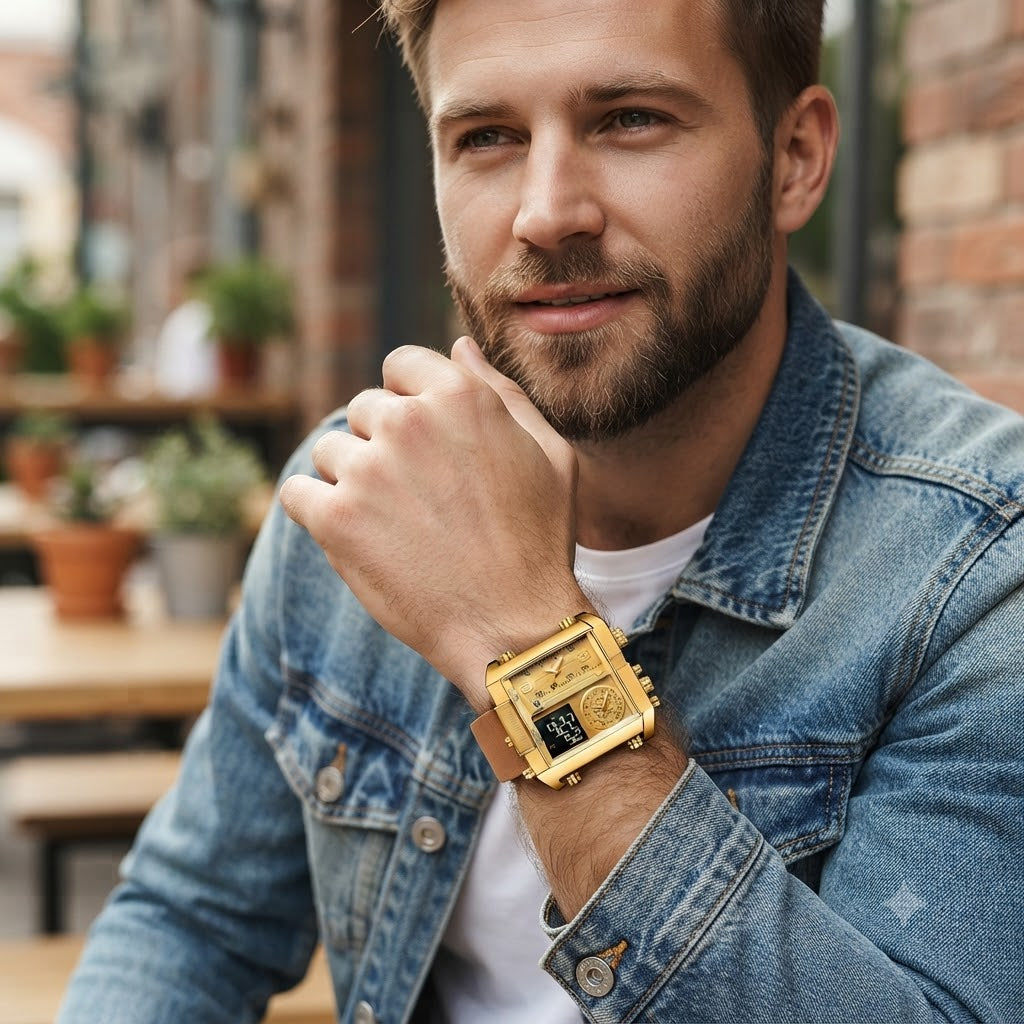 RELOJ CON DOBLE PANTALLA-DISEÑO ROBUSTO CON UN ACABDO DE LUJO INIGUALABLE